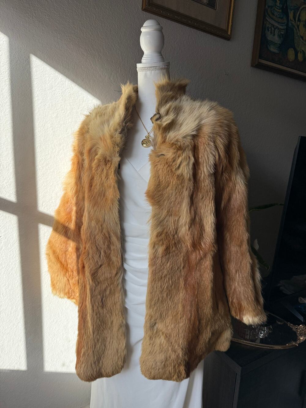 Vintage Spanish Tan Rabbit Fur Coat